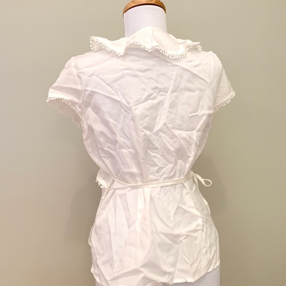 GAP White Wrap Front Ruffle Collar Blouse - Picture 2 of 4
